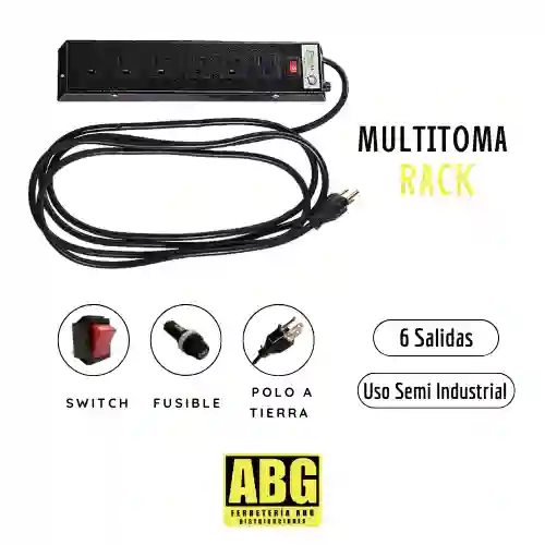 Multitoma Electrica Metalica Con Polo A Tierra De 6 Salidas