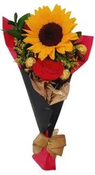 Bouquet De Girasol Y Rosa Con 3 Chocolates