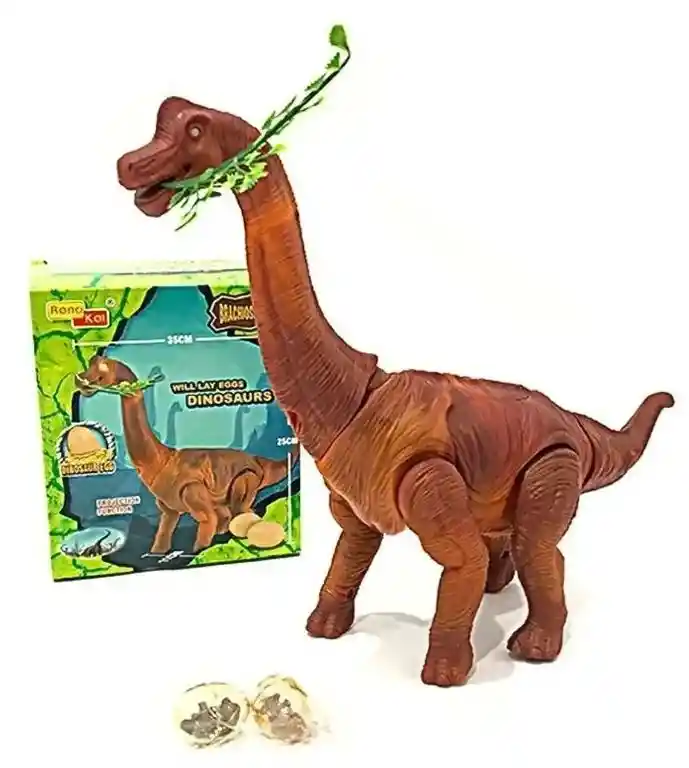 Juguete Dinosaurio Pone 2 Huevos 35cm Brachiosaurus Camina