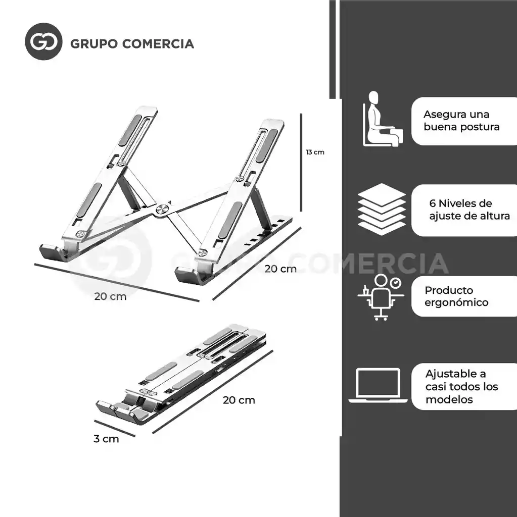 Base Soporte Portátil Ergonómica Reclinable 6 Niveles Funda