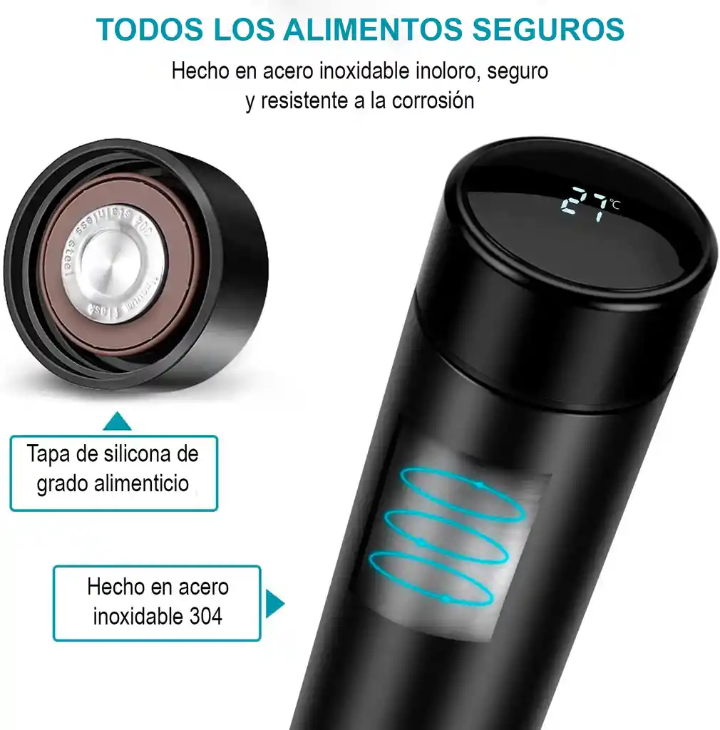 Termo Botella Bebidas Térmico Inteligente Medidor Temperatura Digital