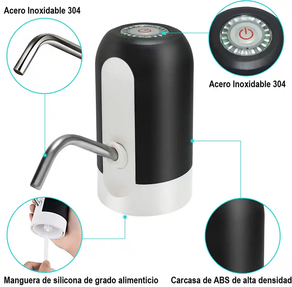 Dispensador De Agua Eléctrico Recargable Usb Bomba Universal