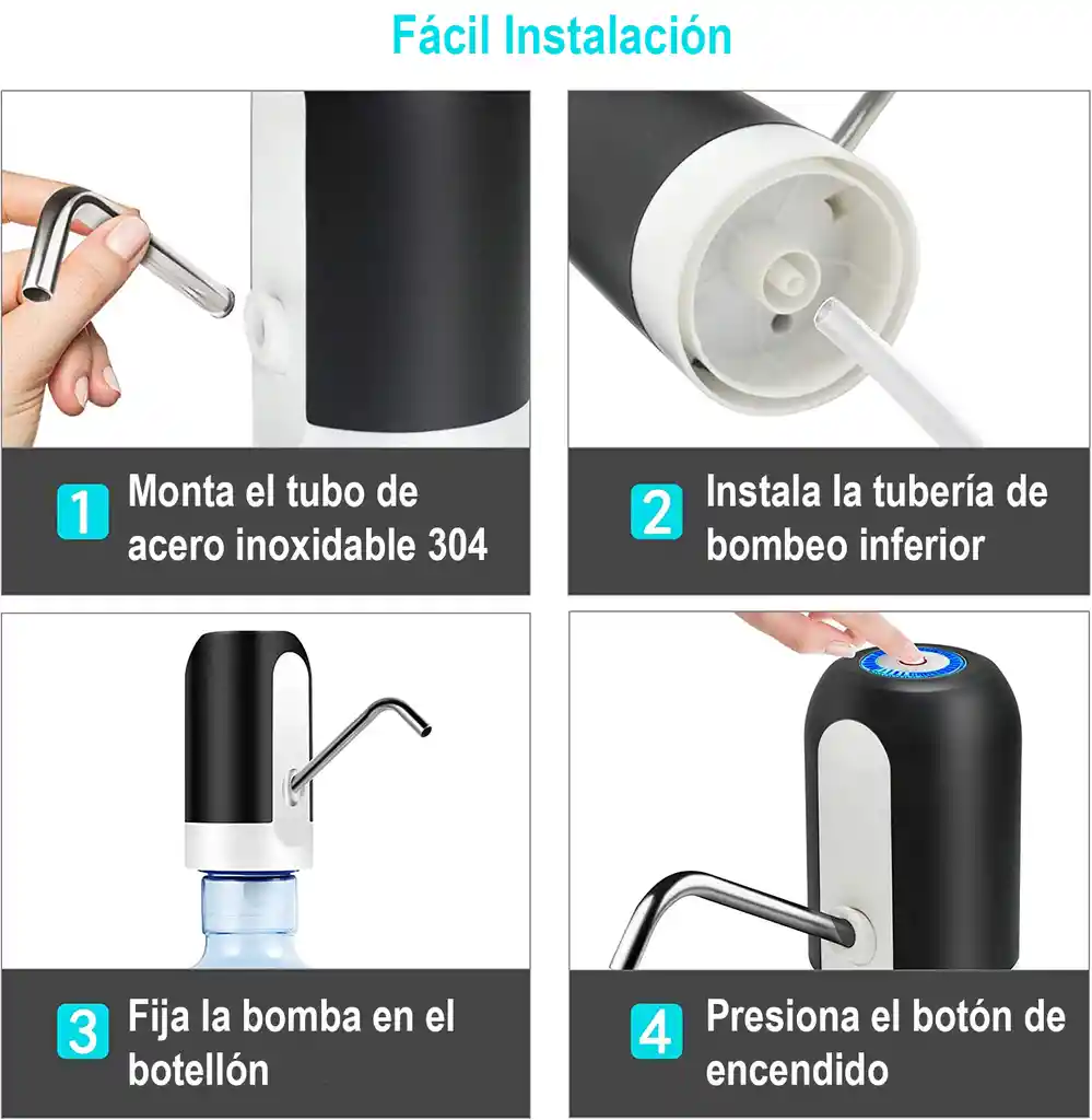 Dispensador De Agua Eléctrico Recargable Usb Bomba Universal