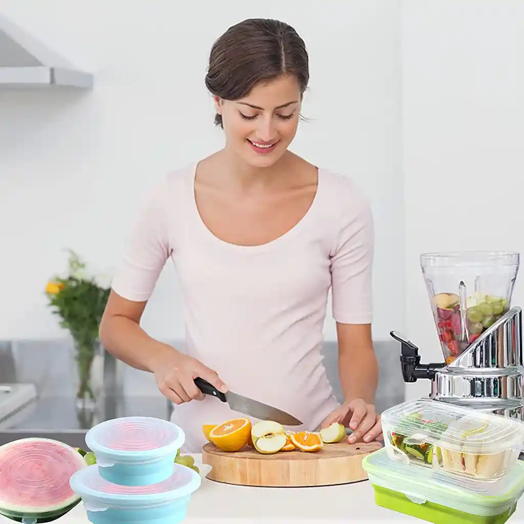 Setx6 Tapas De Silicona Reutilizables Elásticas Cuadradas Alimentos