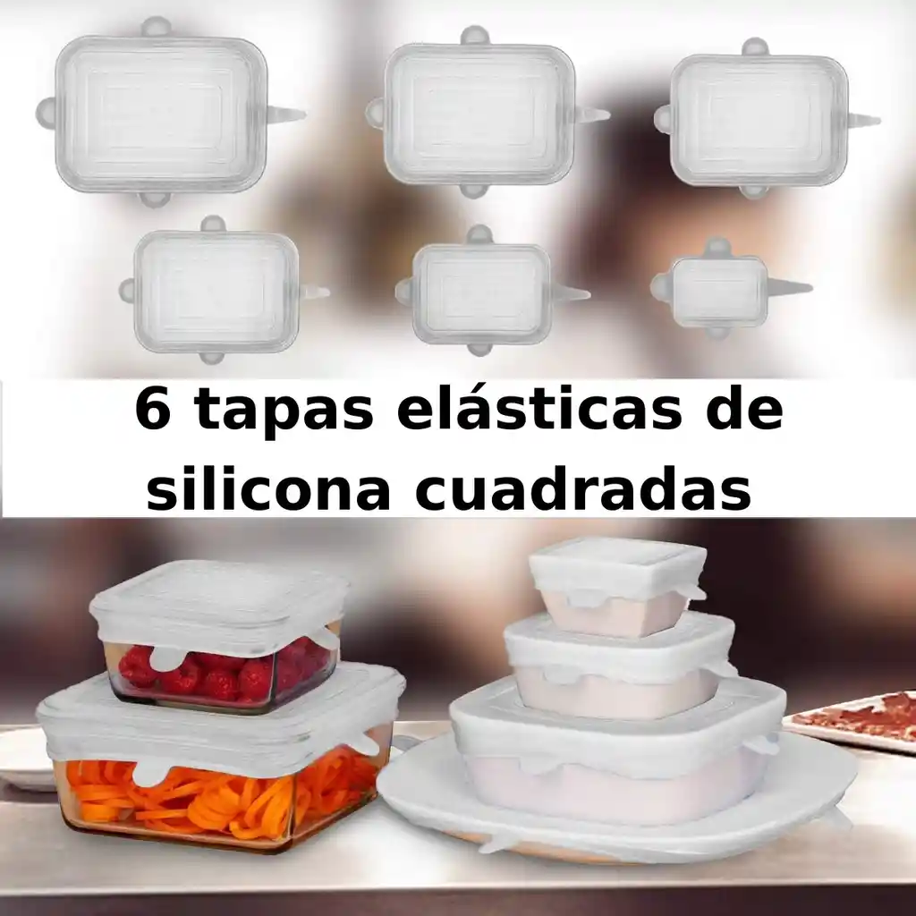 Setx6 Tapas De Silicona Reutilizables Elásticas Cuadradas Alimentos