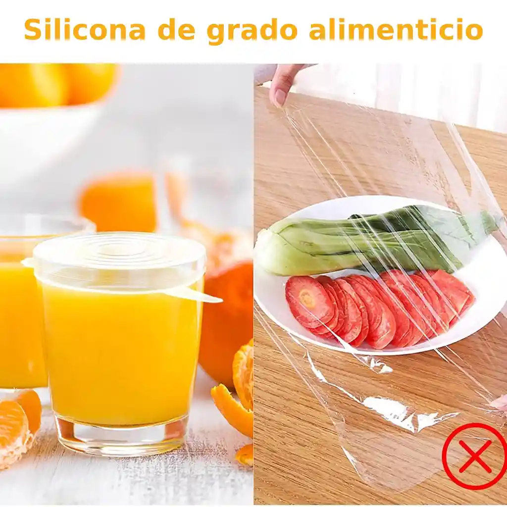 Setx6 Tapas De Silicona Reutilizables Elásticas Cuadradas Alimentos