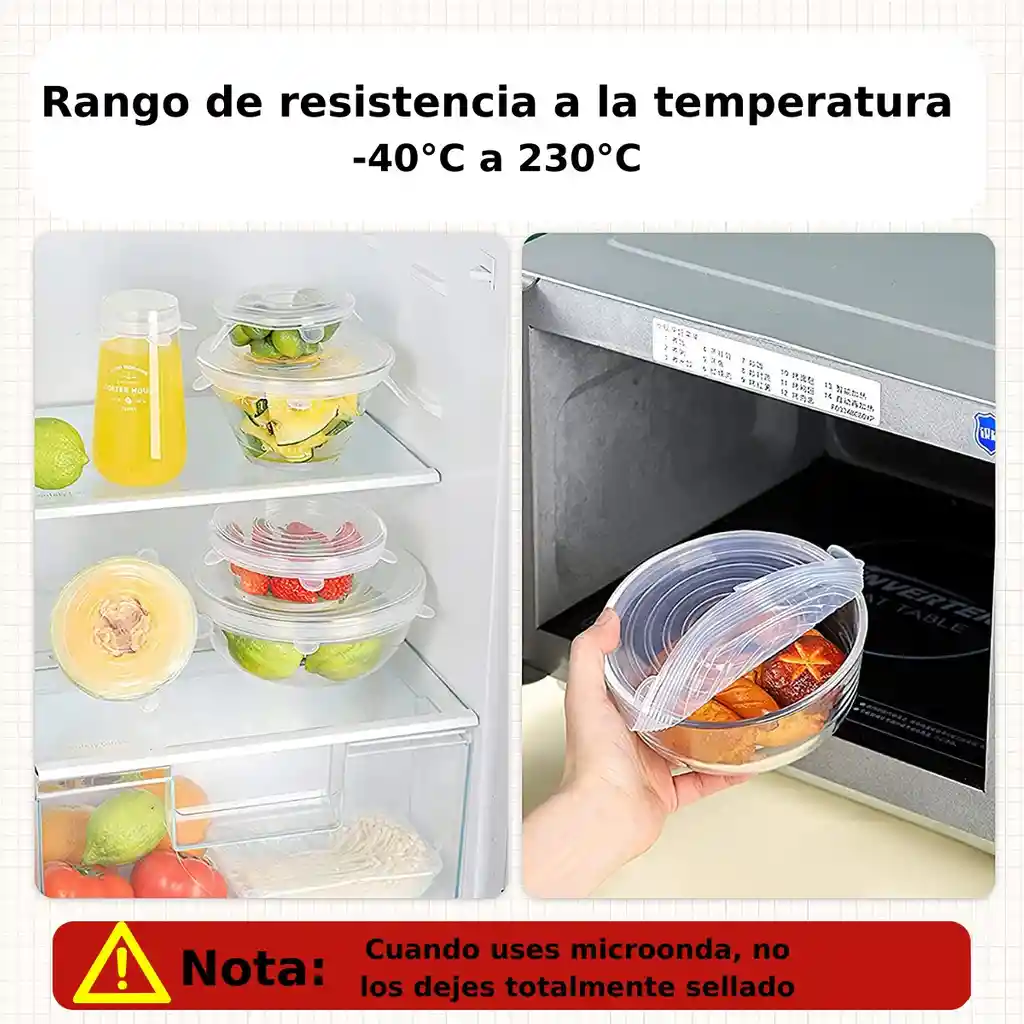 Setx6 Tapas De Silicona Reutilizables Elásticas Cuadradas Alimentos