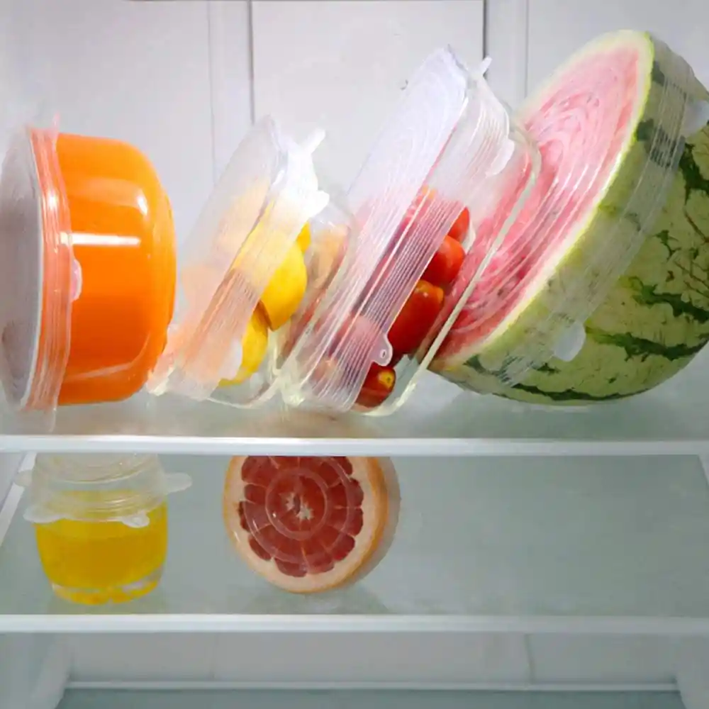 Setx6 Tapas De Silicona Reutilizables Elásticas Cuadradas Alimentos