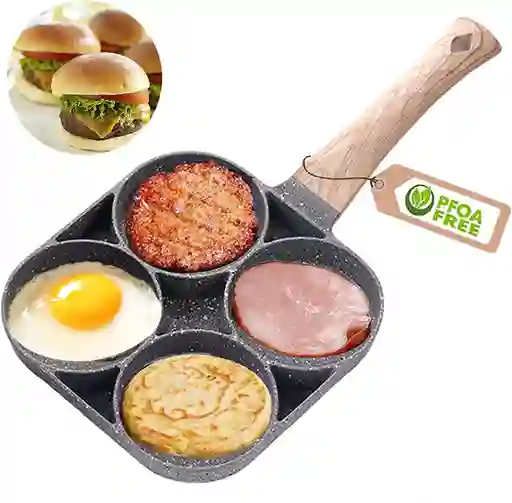 Sartén 4 Compartimentos Antiadherente Huevos Pancakes Hamburguesas