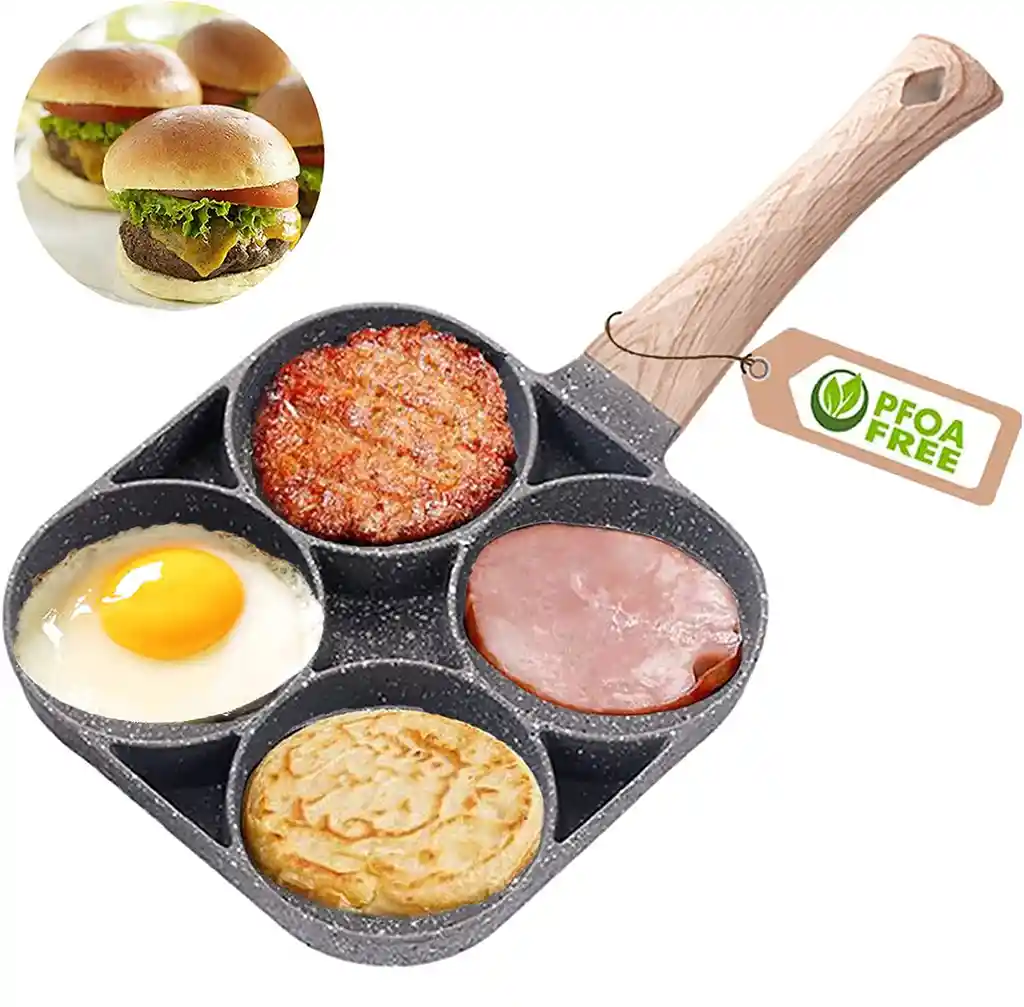 Sartén 4 Compartimentos Antiadherente Huevos Pancakes Hamburguesas