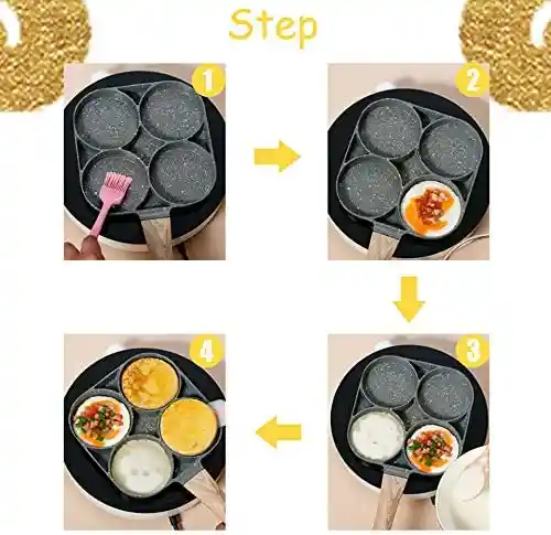 Sartén 4 Compartimentos Antiadherente Huevos Pancakes Hamburguesas