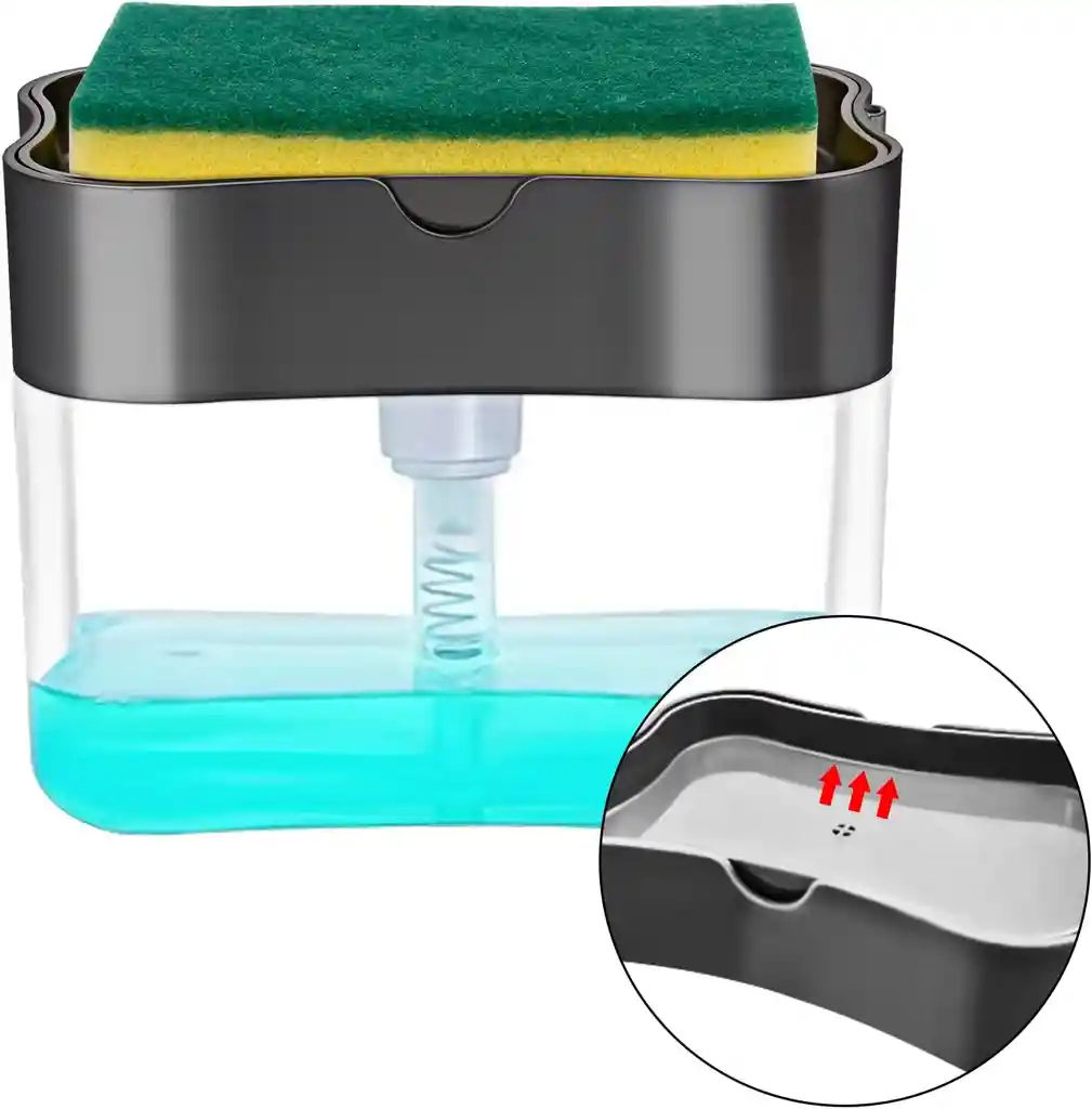 Dispensador De Jabón Líquido Lavaplatos Con Esponja Cocina