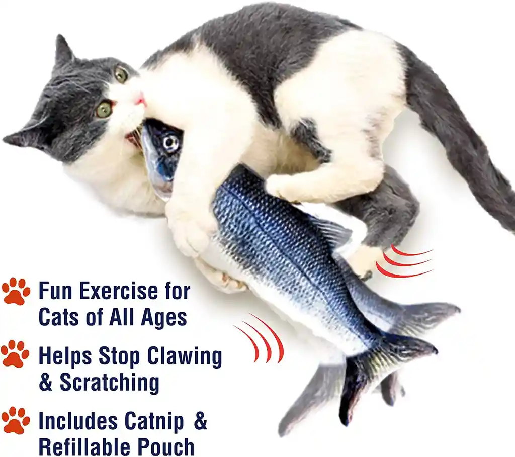 Juguete Para Gato, Pescado Movimiento Recargable Interactivo