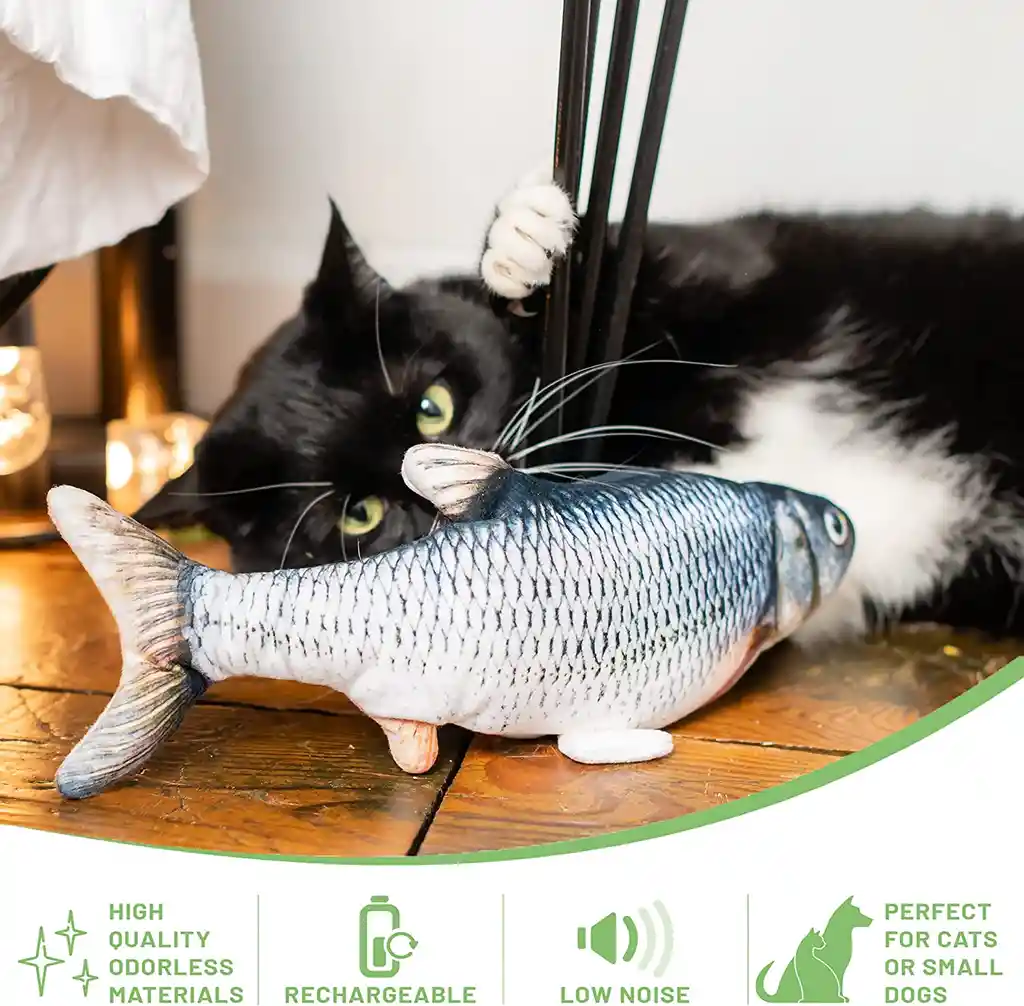 Juguete Para Gato, Pescado Movimiento Recargable Interactivo