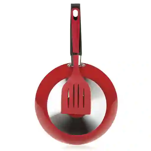 Sartén Con Espátula Aspiración 24cm - Rojo