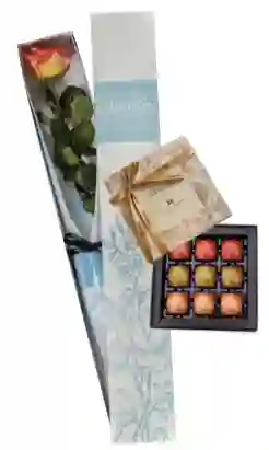 Rosa Color X 1 En Caja + Chocolates Don Eloy