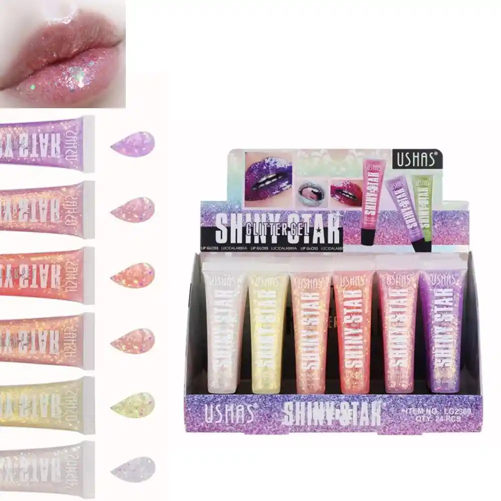 Lip Gloss Glitter Shiny Star Ushas Labial