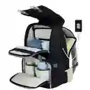 Bolso Pañalera Para Bebé Tipo Morral Cambiador Y Usb Rw-1 Negro