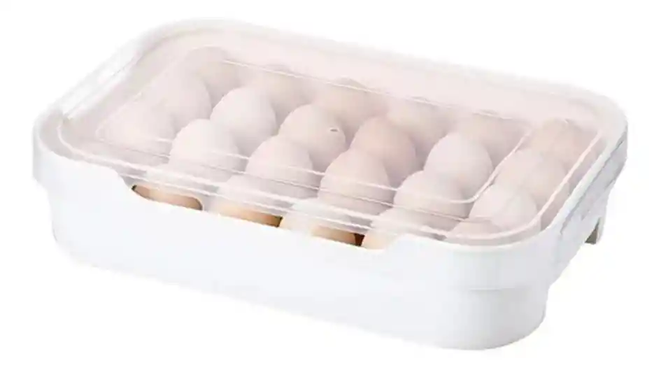 Canasta Porta Huevos Organizador X24 Con Tapa Cocina Nevera