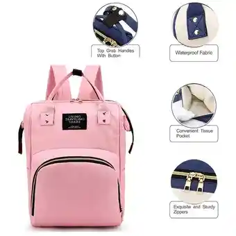 Pañalera Bolso Morral Materno De Bebe Rosa Lila Hy-1