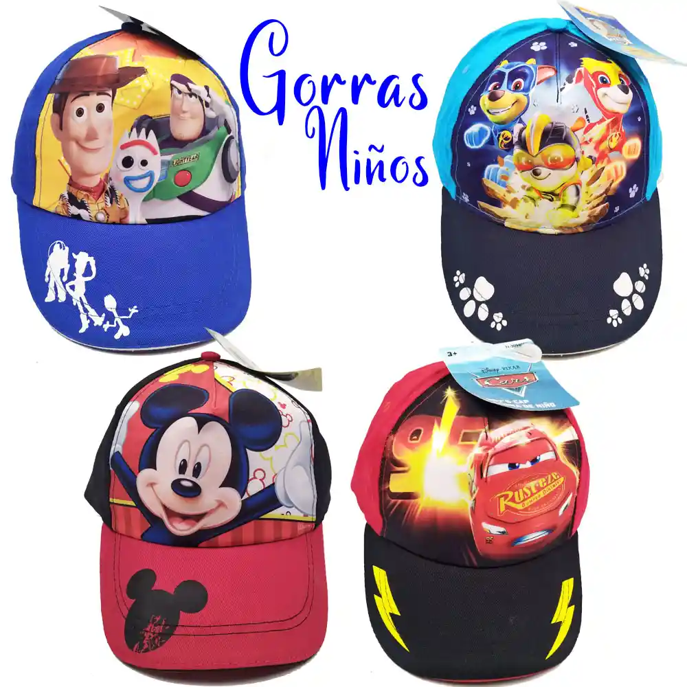 Gorras Personajes Disney Accesorios Niños Cachucha Juguetería Infantil