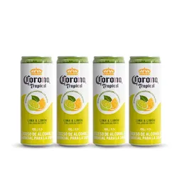 4 Pack Bebida Corona Tropical Lima Y Limón Lata 355 Ml