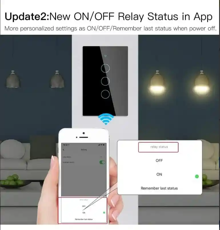 Interruptor Inteligente Pared Wifi Panel Cristal Aplicación Smart Life