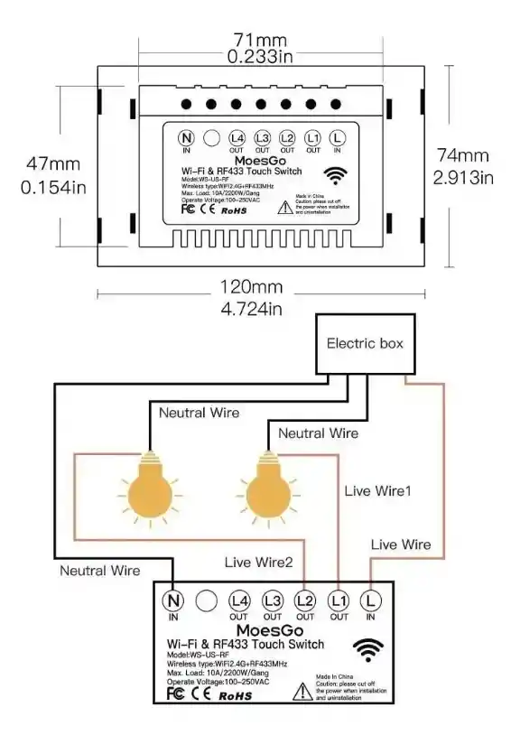 Interruptor Inteligente Pared Wifi Panel Cristal Aplicación Smart Life