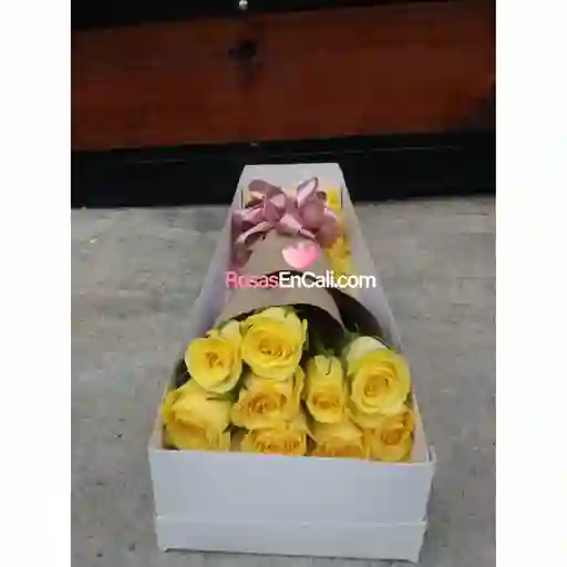 Caja 12 Rosas Amarillas