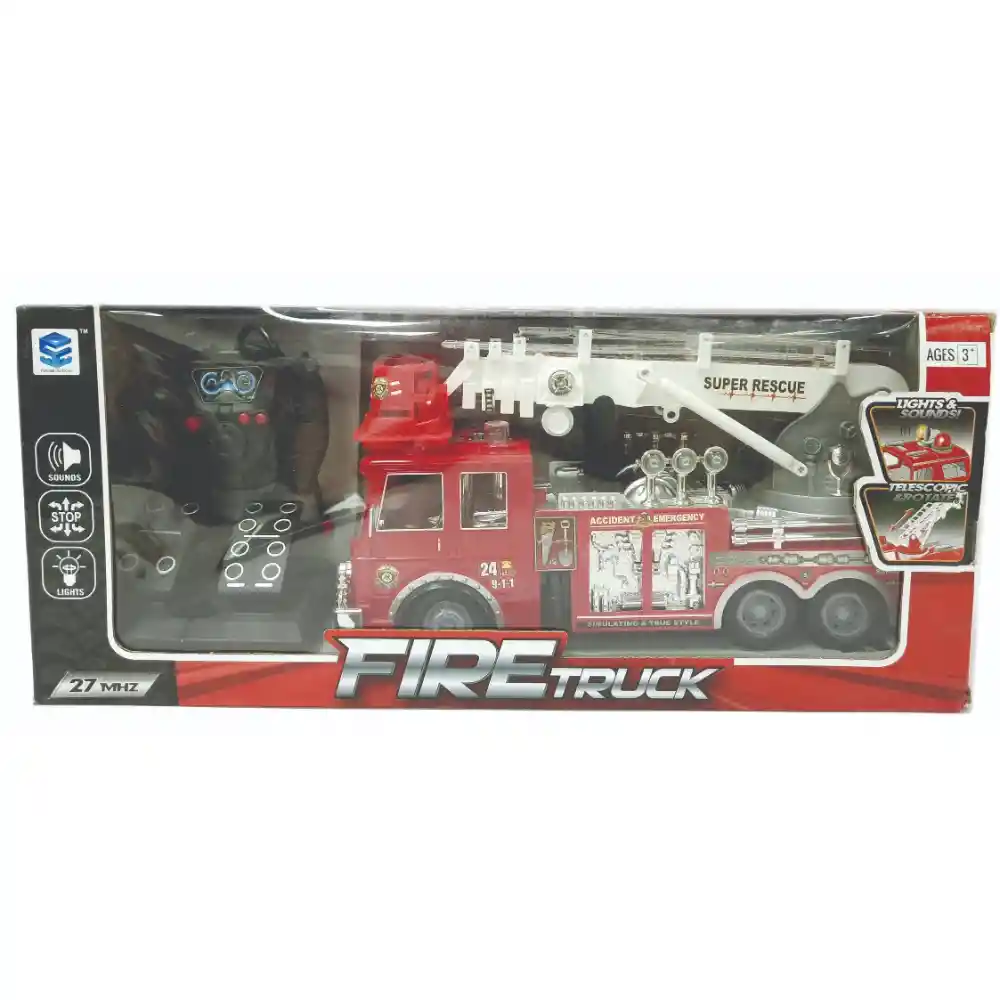Carro Bombero R/c Bateria Recargable Caja