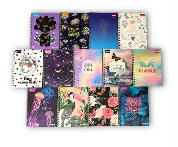 Cuaderno Pasta Dura Cuadriculado Grande X80 Hojas Mujer