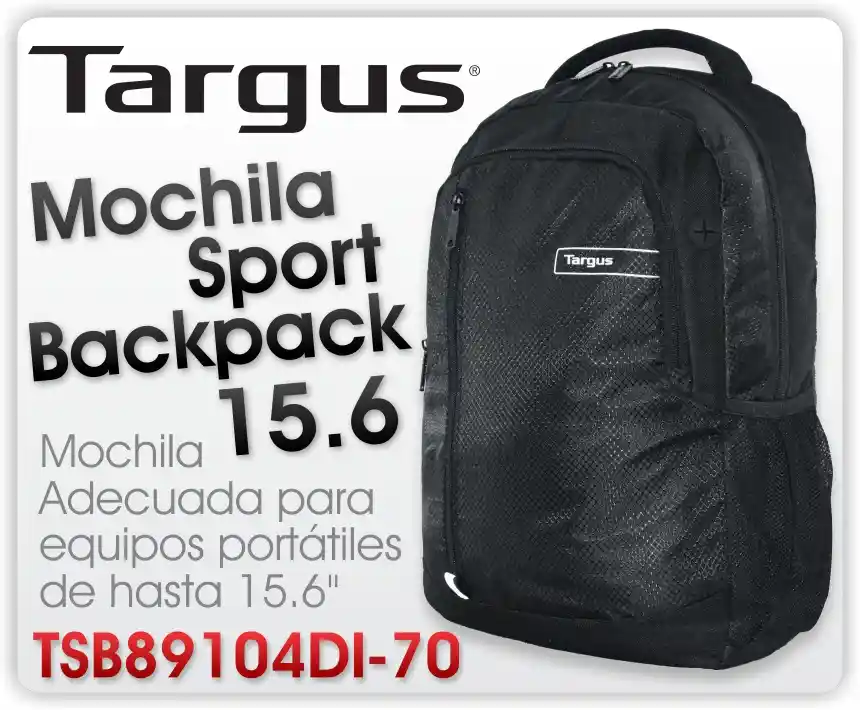 Morral Targus Sport Backpack Tsb89104, Portátil Hasta 15.6''