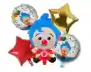 Globo Payaso Plim Plim, Bouquet Globo Metalizados X 5 Unidad