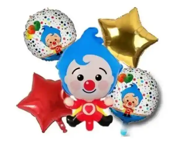 Globo Payaso Plim Plim, Bouquet Globo Metalizados X 5 Unidad