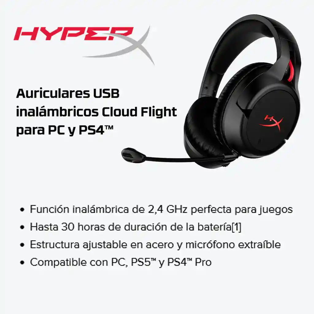 Diadema Gamer Hyperx Cloud Flight Wireless Pc Ps4 / Ps5