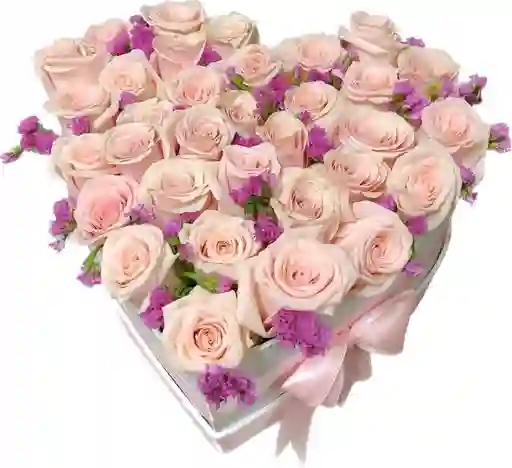 Caja De 24 Rosas Rosadas En Forma De Corazón