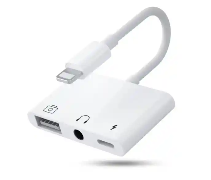 Adaptador 3 En 1 Otg Para Iphone Lightning Usbjack 3.5