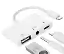 Adaptador 3 En 1 Otg Para Iphone Lightning Usbjack 3.5