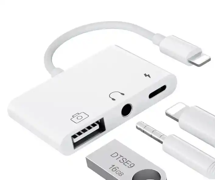 Adaptador 3 En 1 Otg Para Iphone Lightning Usbjack 3.5