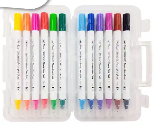 Marcadores Plumones Punta Pincel Doble Punta Offi-esco X12unds