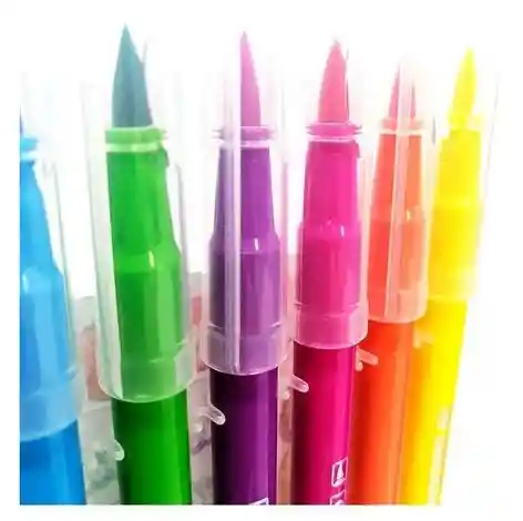 Plumones Marcadores Punta Pincel X12 Offi-esco