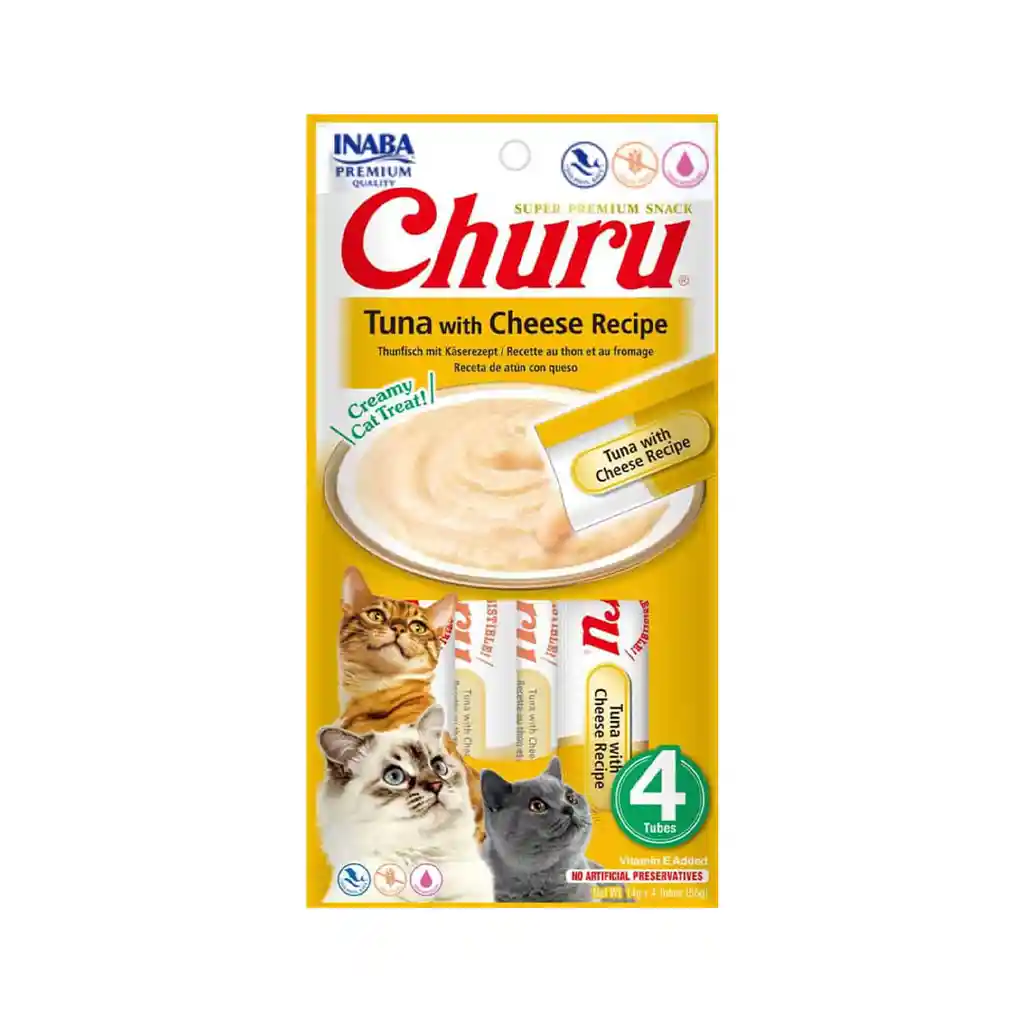 Inaba Cat Snack Churu 4 Piezas - Atún Y Queso 56 Gr