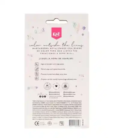 Marcadores Outliner Escarchados Marca Kiut Brillantes Caja X8 Unds
