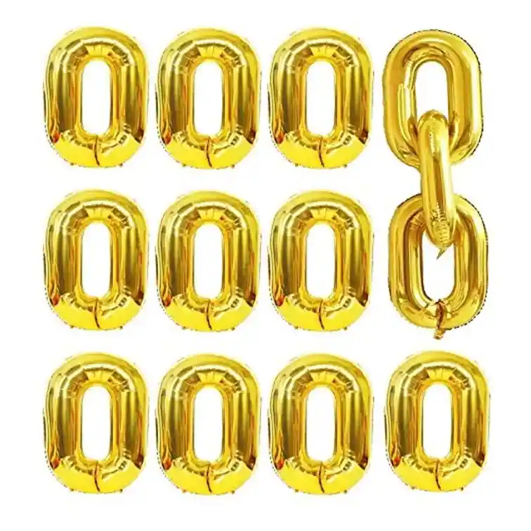 10 Piezas De Enlaces De Globos De Oro Con Cadena De Eslabones