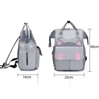 Bolso Pañalera Multifuncional Bebe Gatico Gris Claro Ref1406