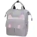Bolso Pañalera Multifuncional Bebe Gatico Gris Claro Ref1406