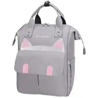 Bolso Pañalera Multifuncional Bebe Gatico Gris Claro Ref1406