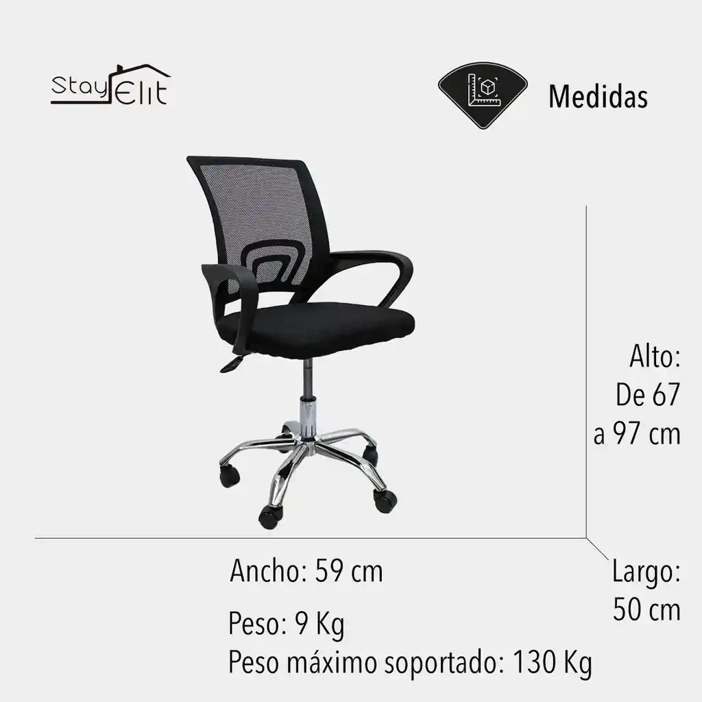 Silla Para Oficina Ergonómica Color Negro