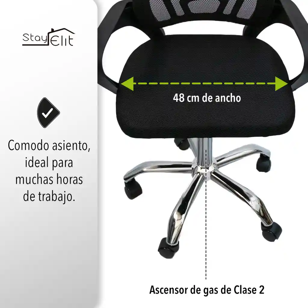 Silla Para Oficina Ergonómica Color Negro