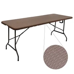 Mesa Plegable Portafolio Tipo Mimbre Rattan 1.80 M Resistente